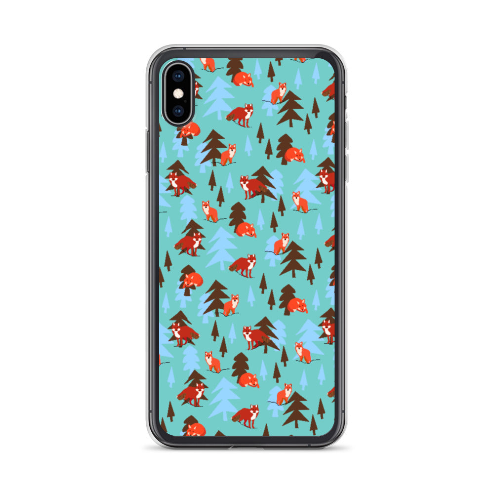 Fox Print iPhone Case, Teal