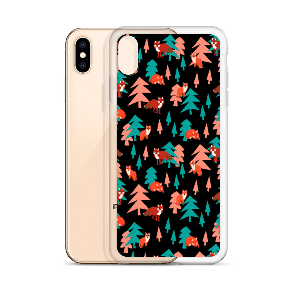 Fox Print iPhone Case, Black