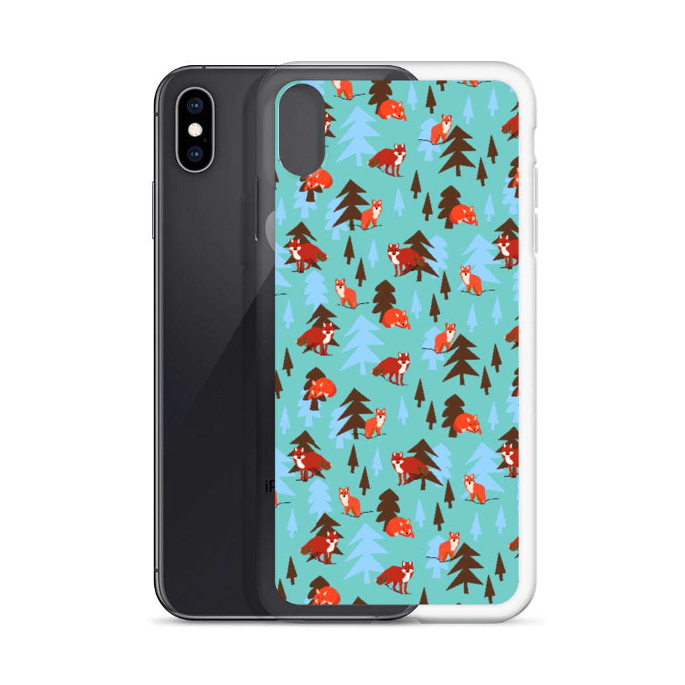 Fox Print iPhone Case, Teal