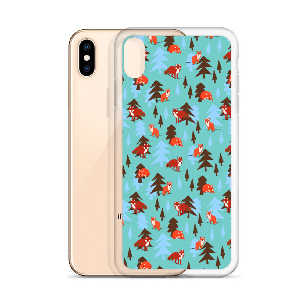 Fox Print iPhone Case, Teal