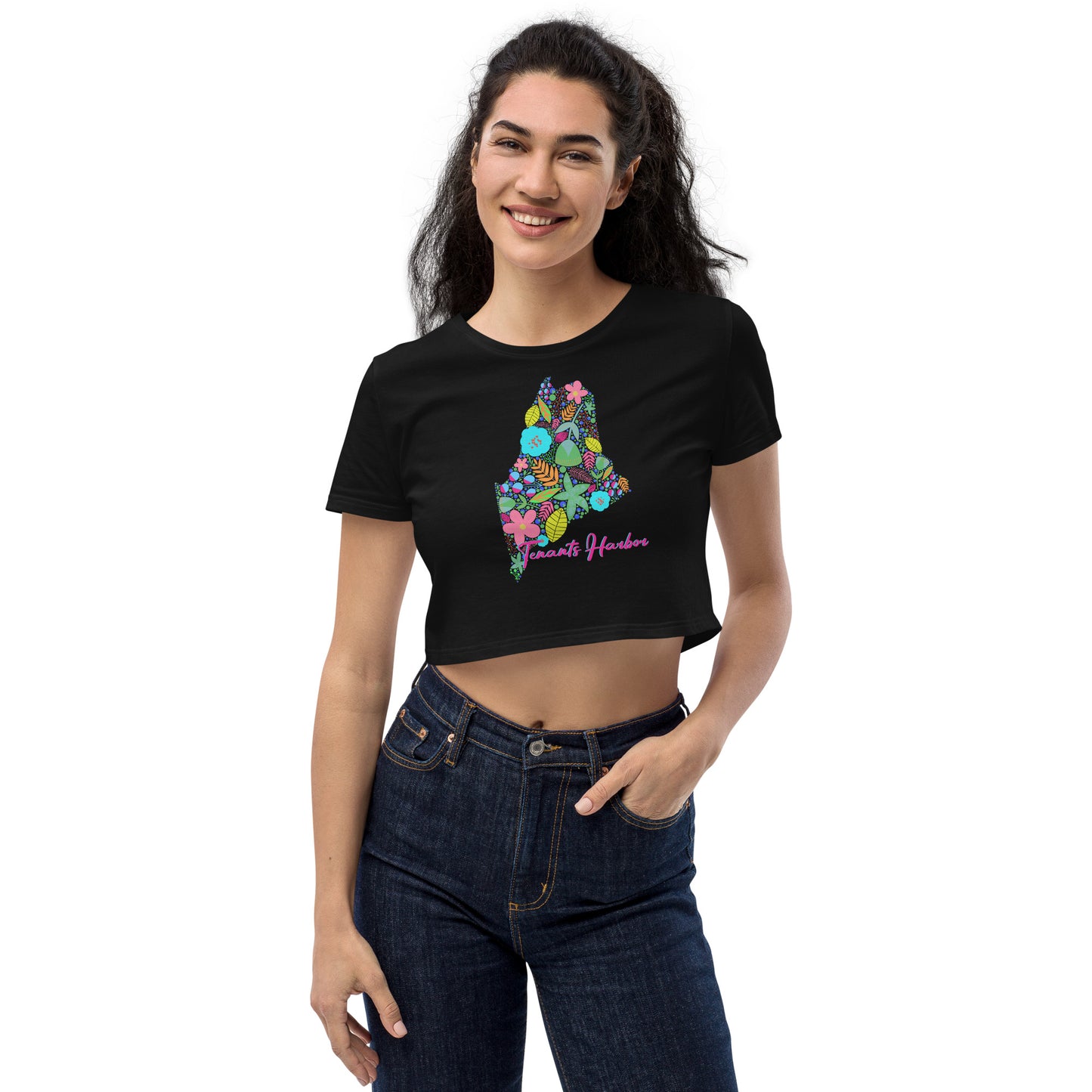 Tenants Harbor Neon Floral Organic Crop Top