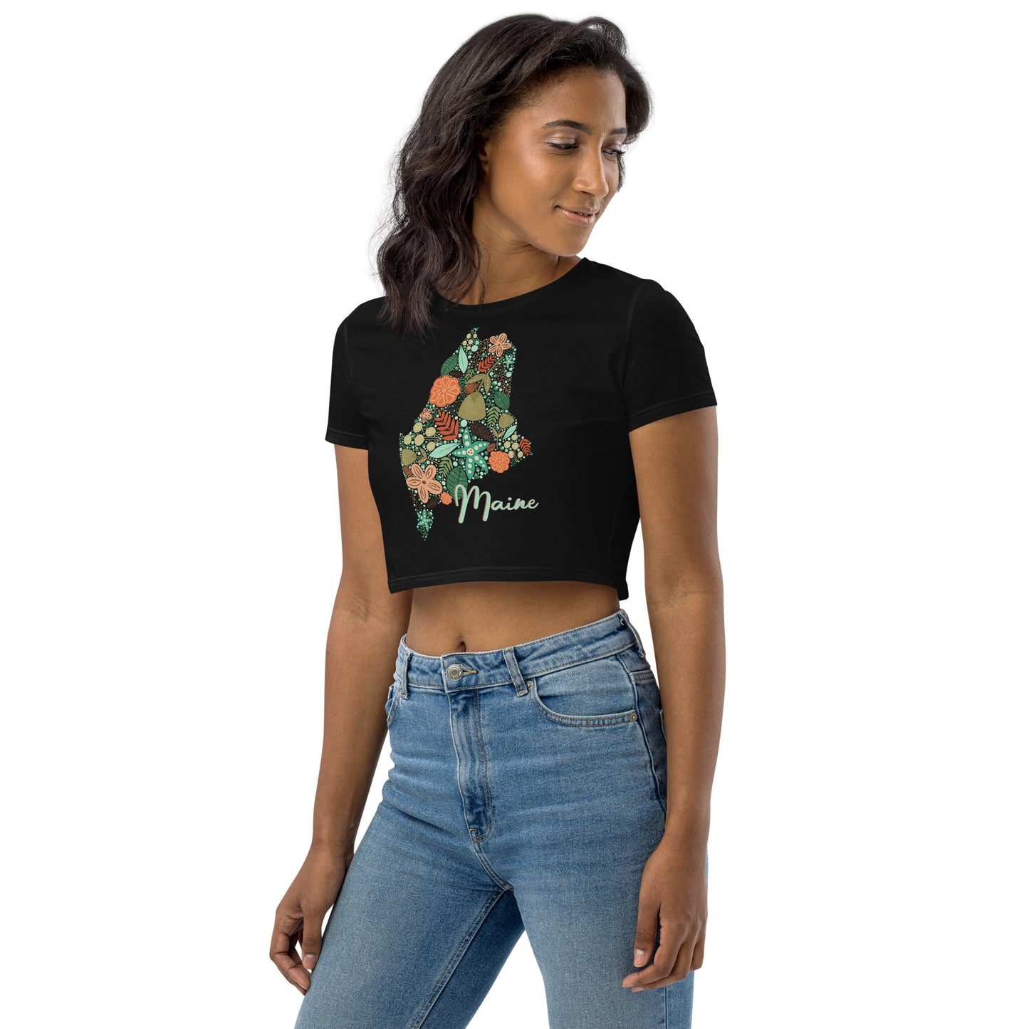 State of Maine Floral Organic Crop Top