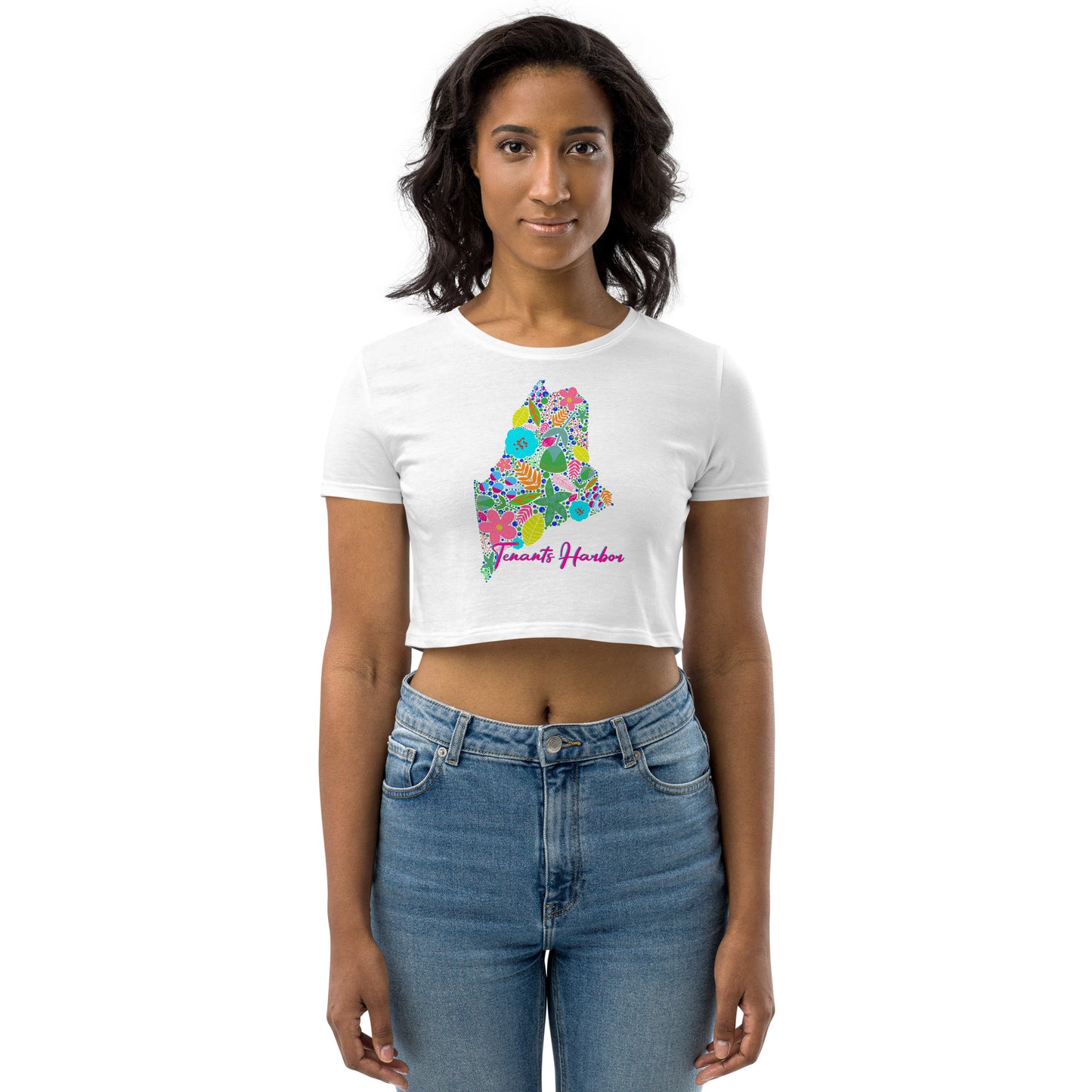 Tenants Harbor Neon Floral Organic Crop Top