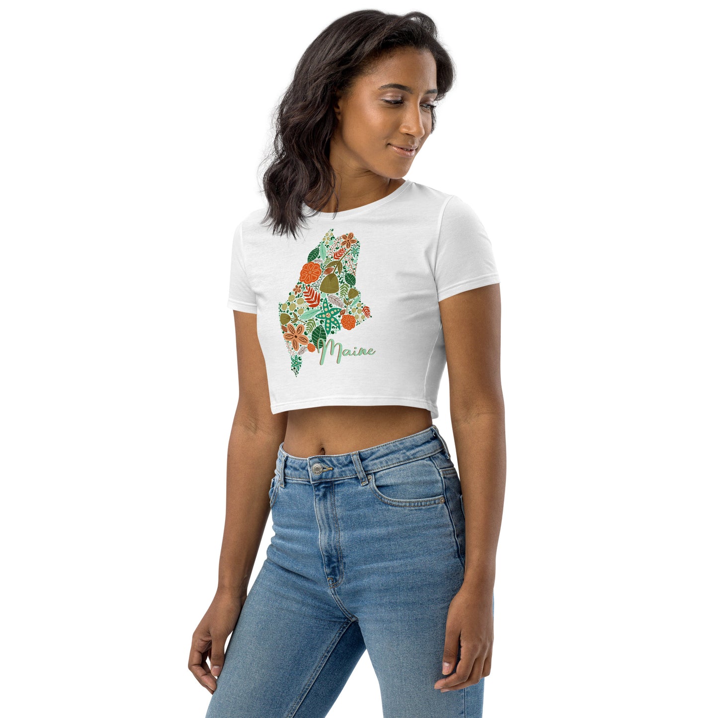 State of Maine Floral Organic Crop Top