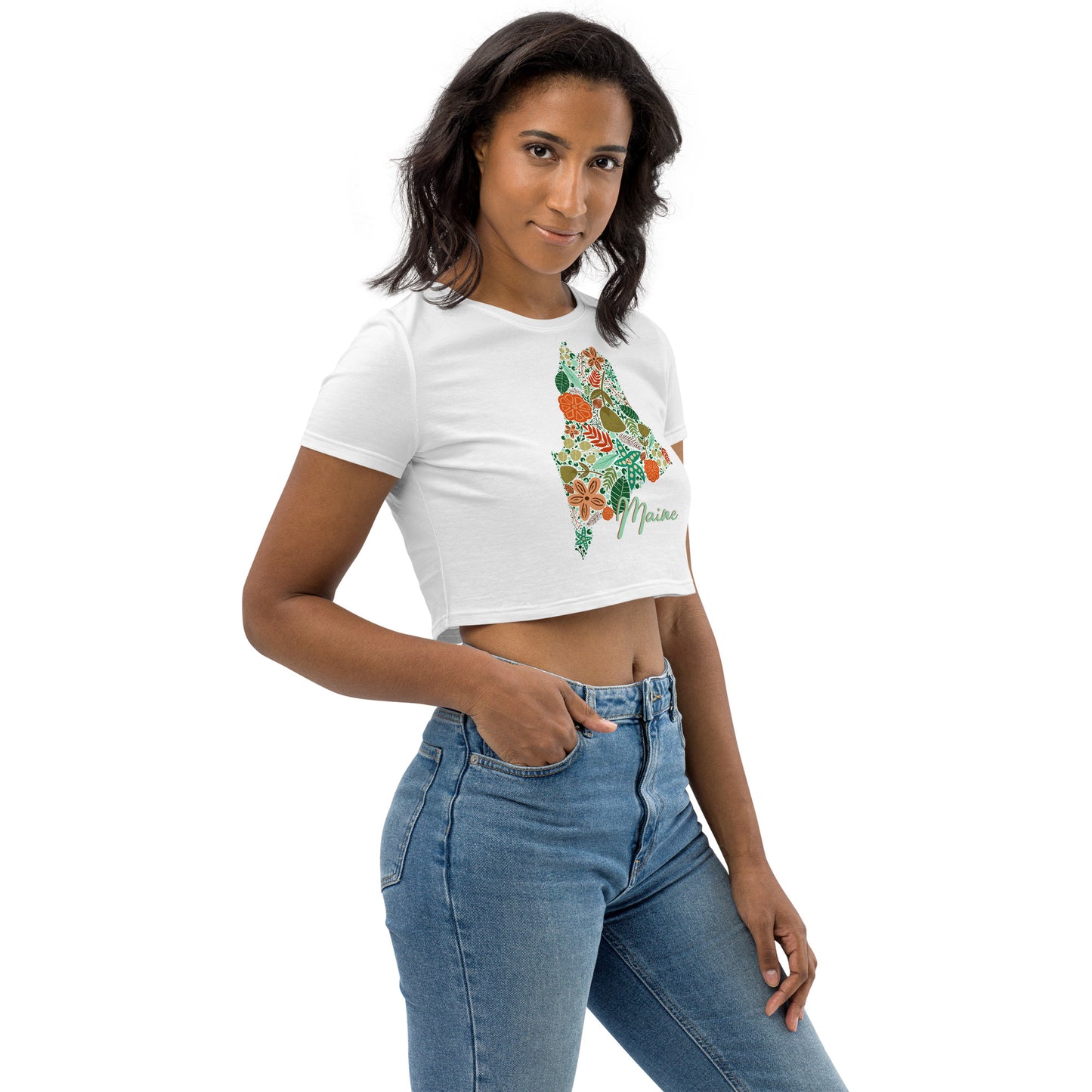 State of Maine Floral Organic Crop Top