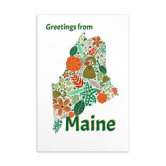 Maine Floral Standard Postcard