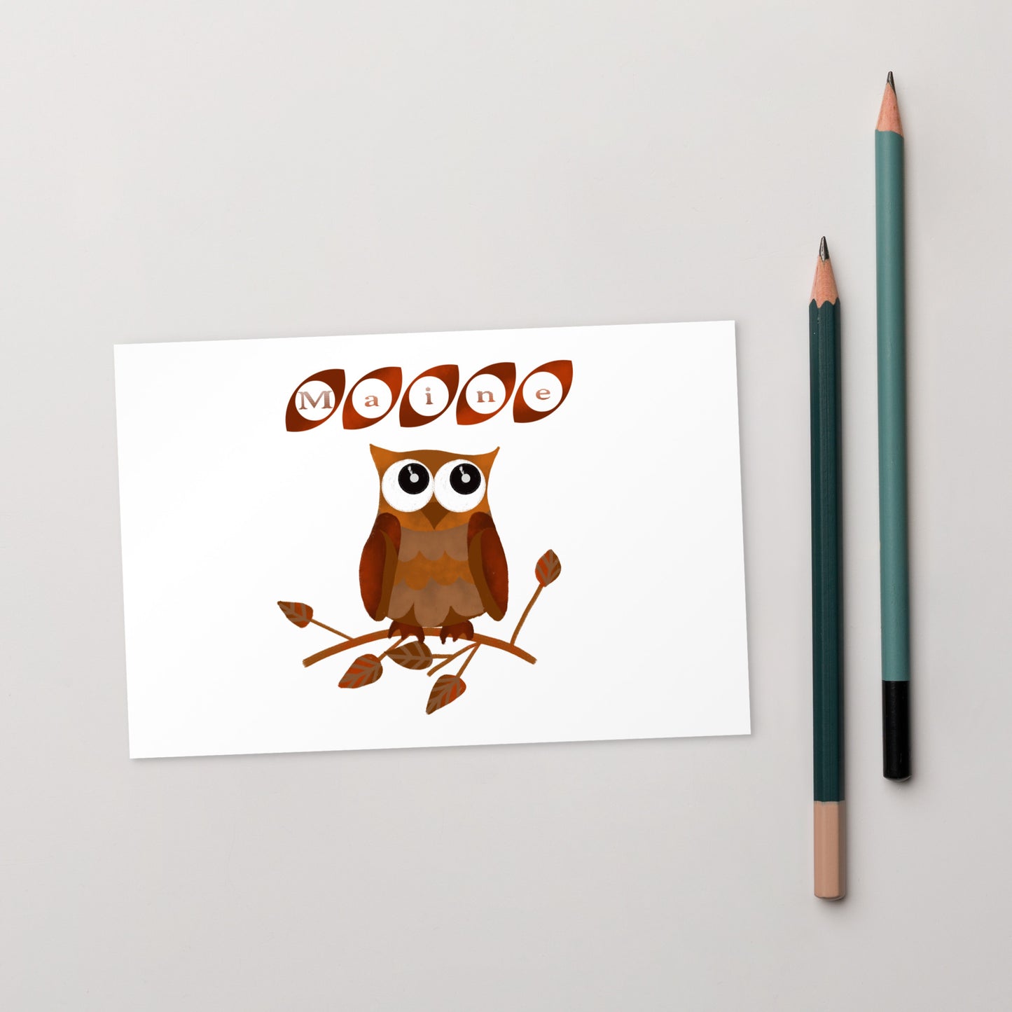 Maine Owl Postcard, brown