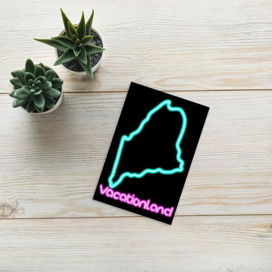 Maine Neon Standard Postcard, Blue