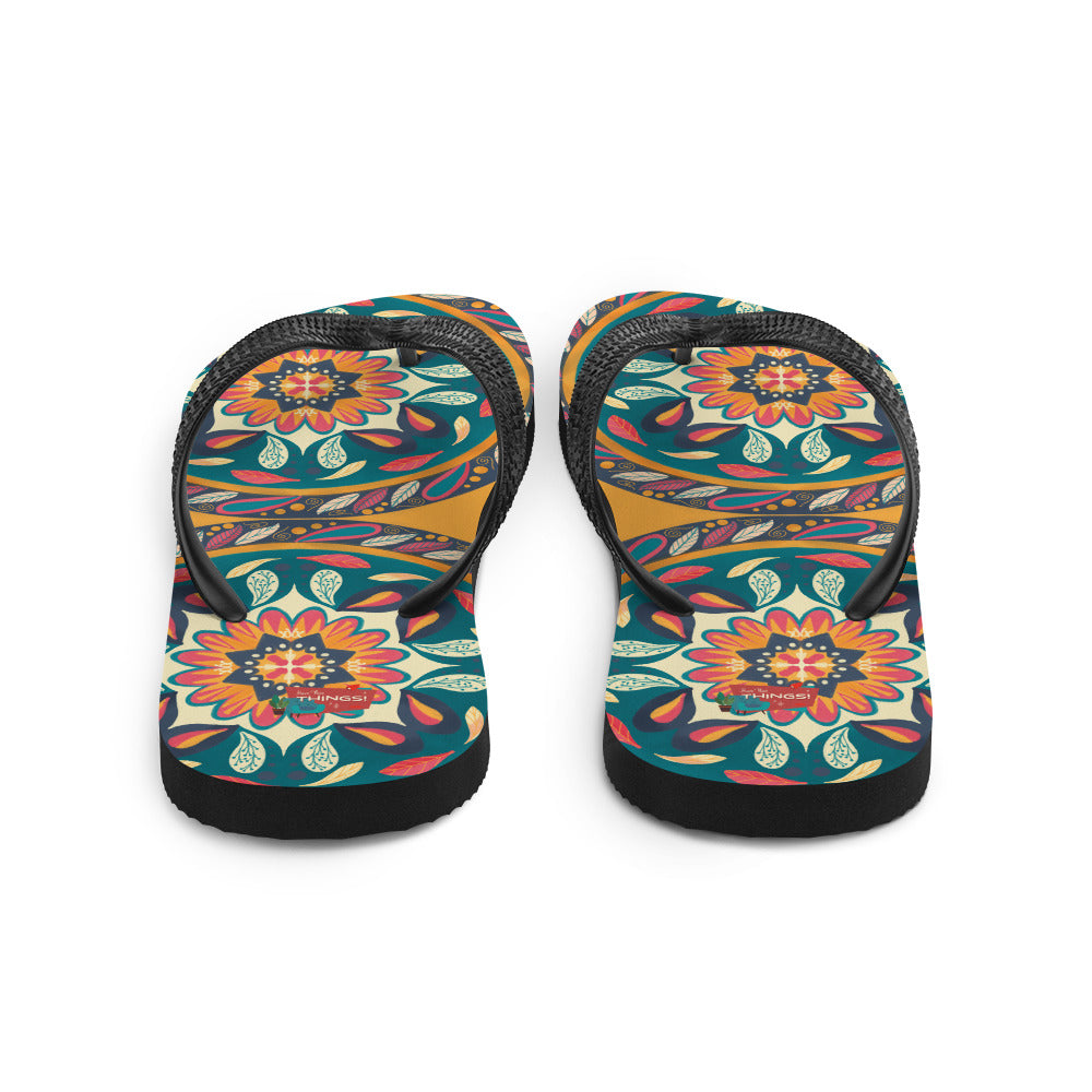 Floral Mandala Flip-Flops, orange