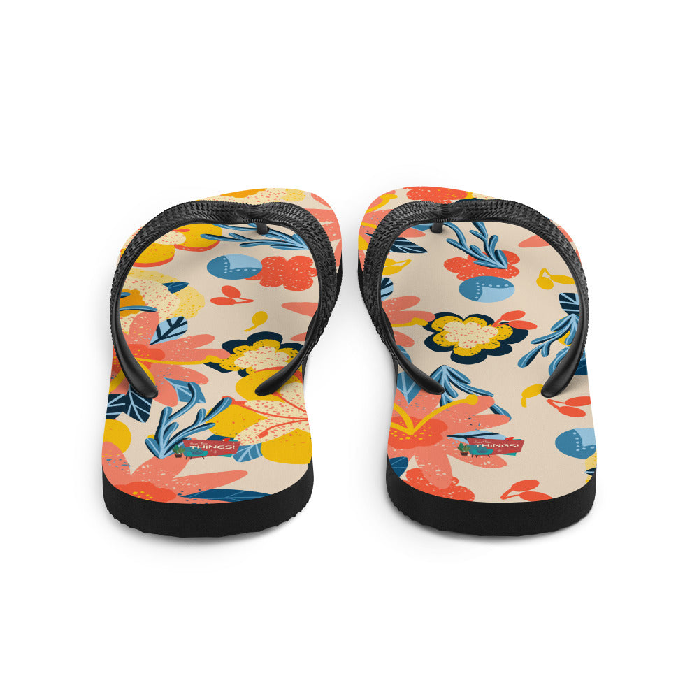 Yellow & Pink Floral Flip-Flops