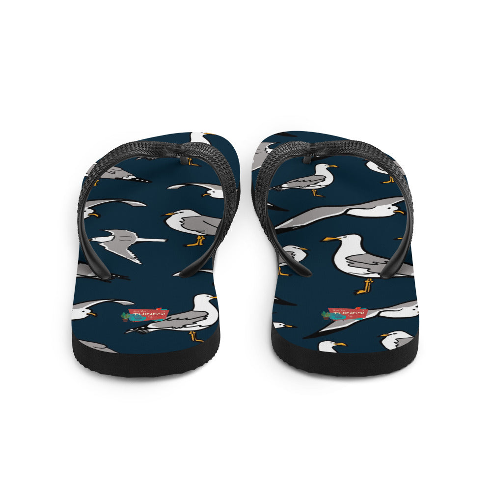 Navy Seagull Flip-Flops, large print