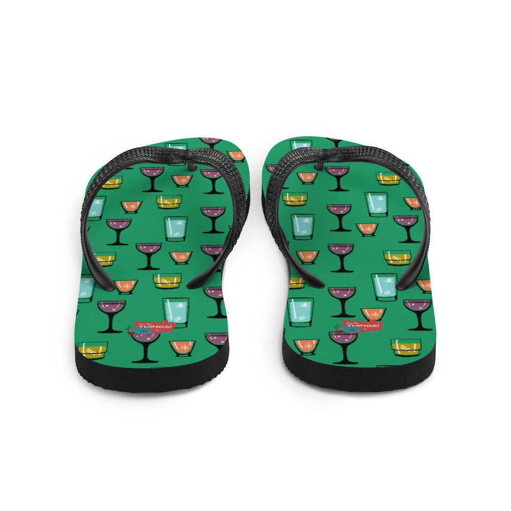 Cocktail Hour Flip-Flops, Green