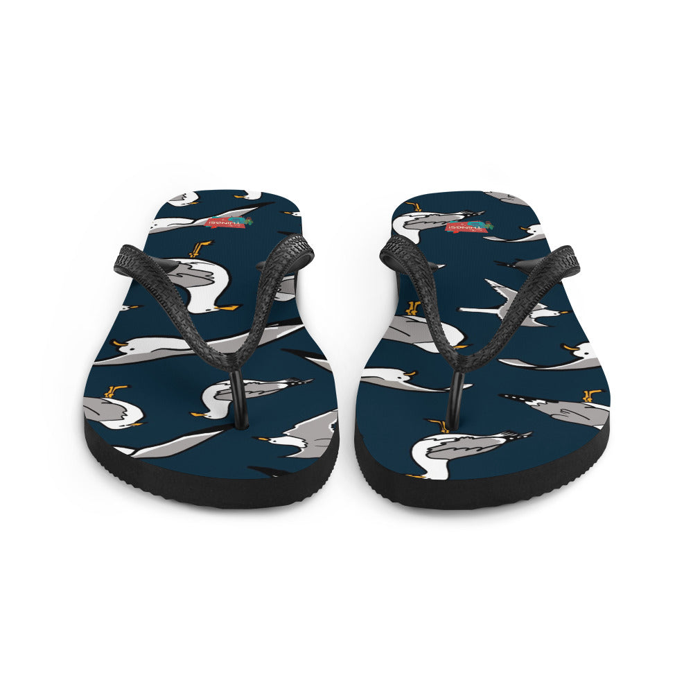 Navy Seagull Flip-Flops, large print