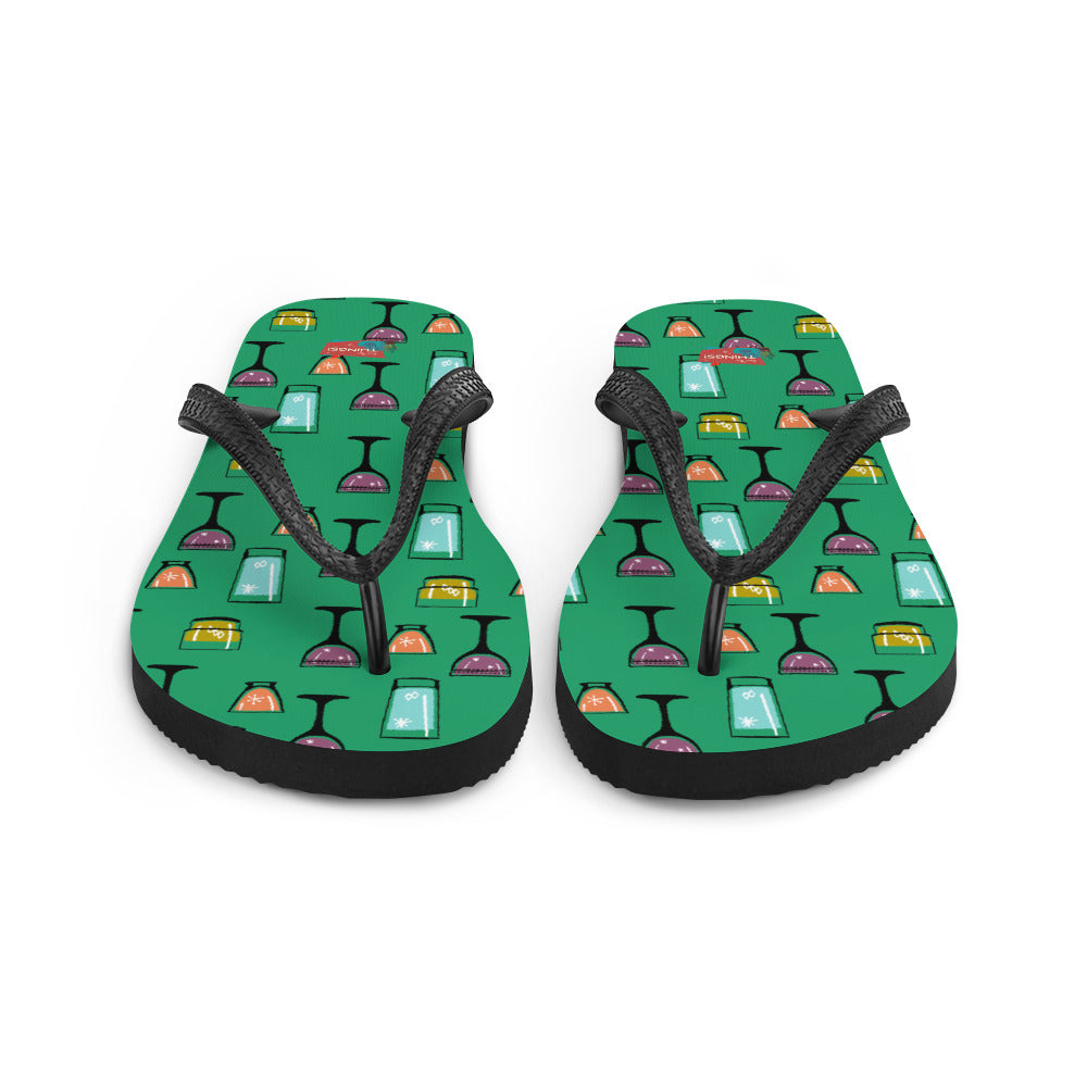 Cocktail Hour Flip-Flops, Green