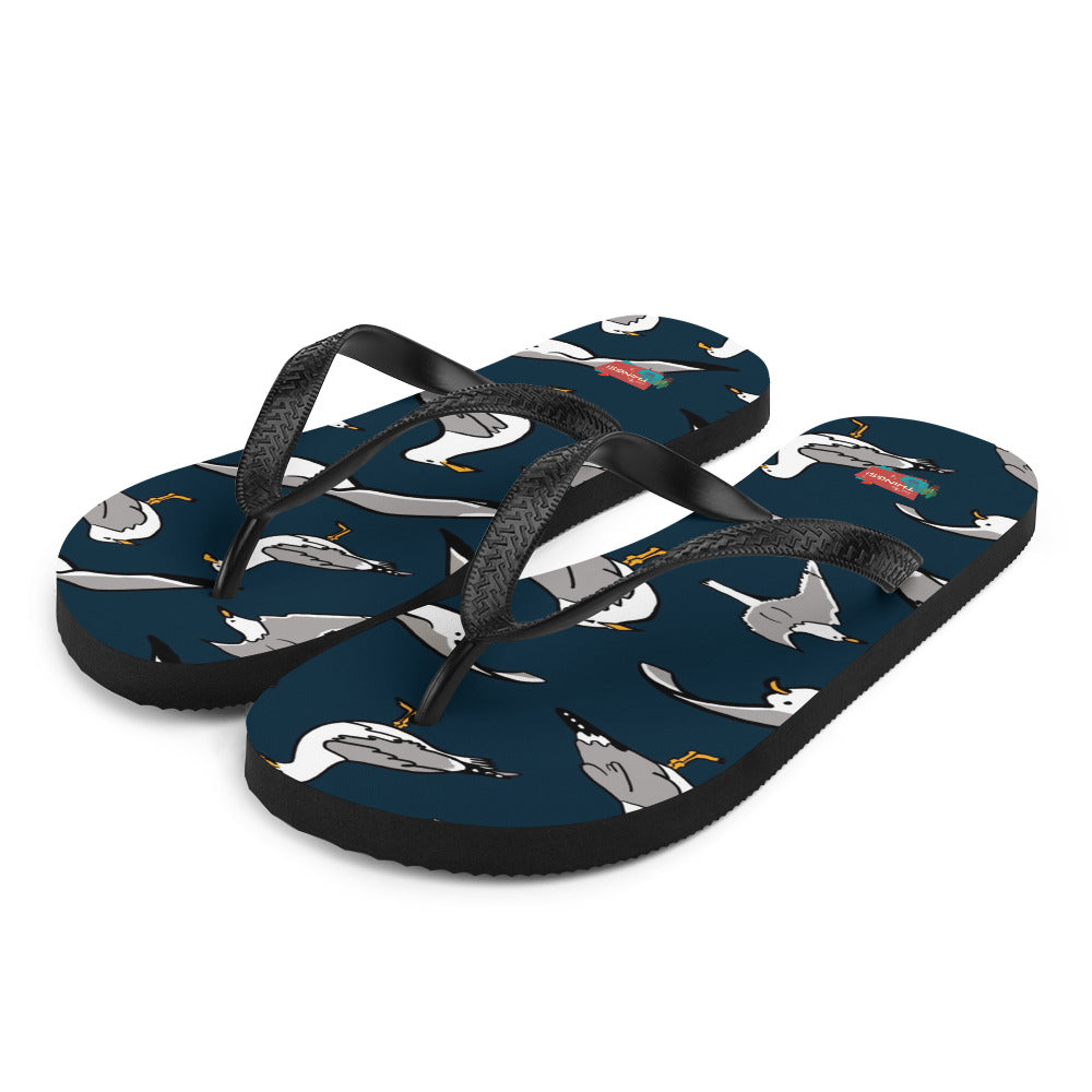 Navy Seagull Flip-Flops, large print