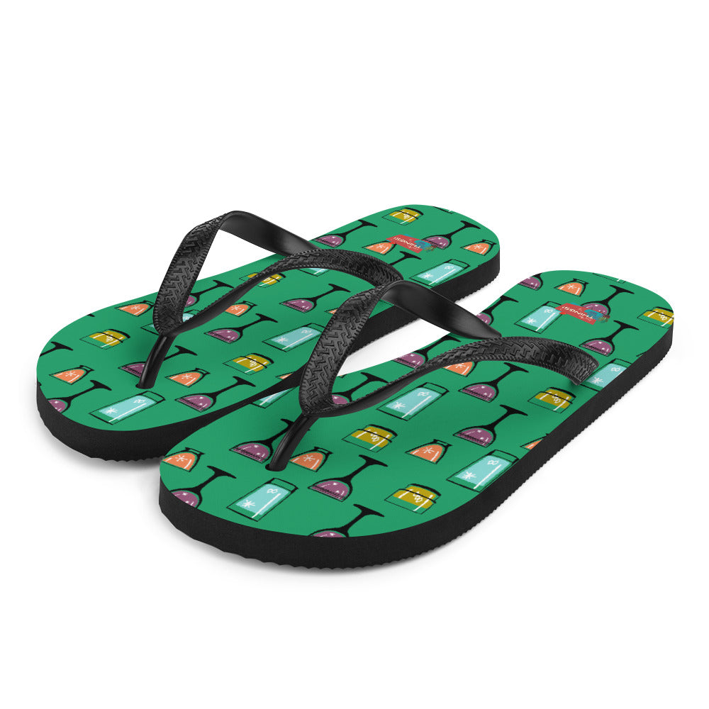 Cocktail Hour Flip-Flops, Green