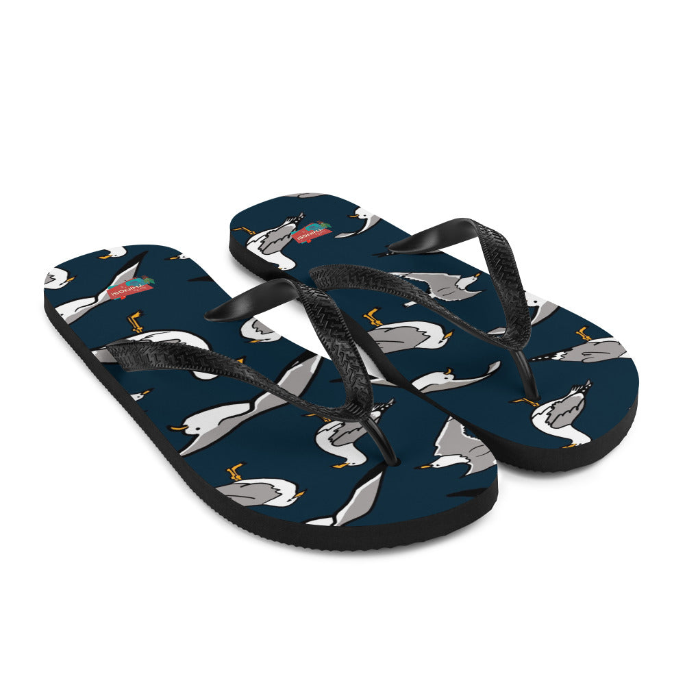 Navy Seagull Flip-Flops, large print