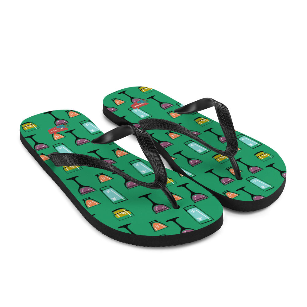 Cocktail Hour Flip-Flops, Green