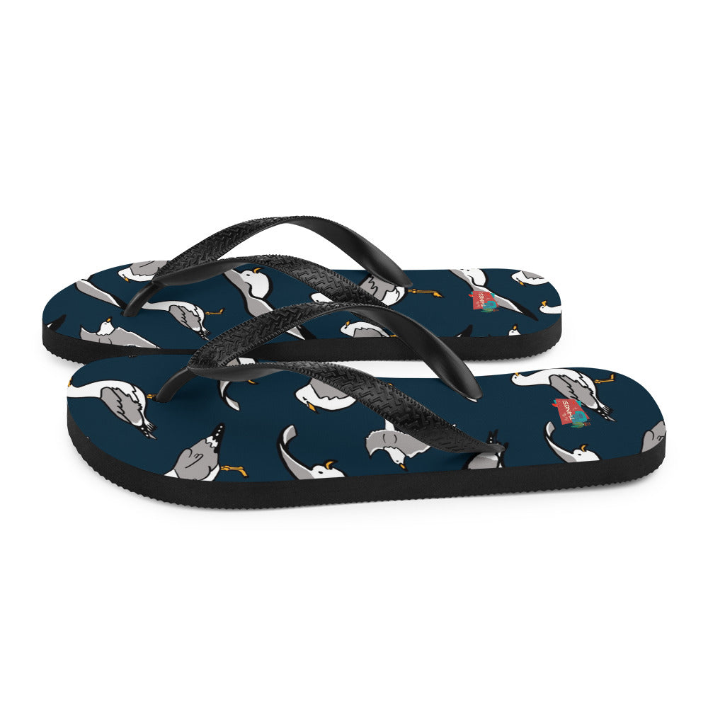 Navy Seagull Flip-Flops, large print