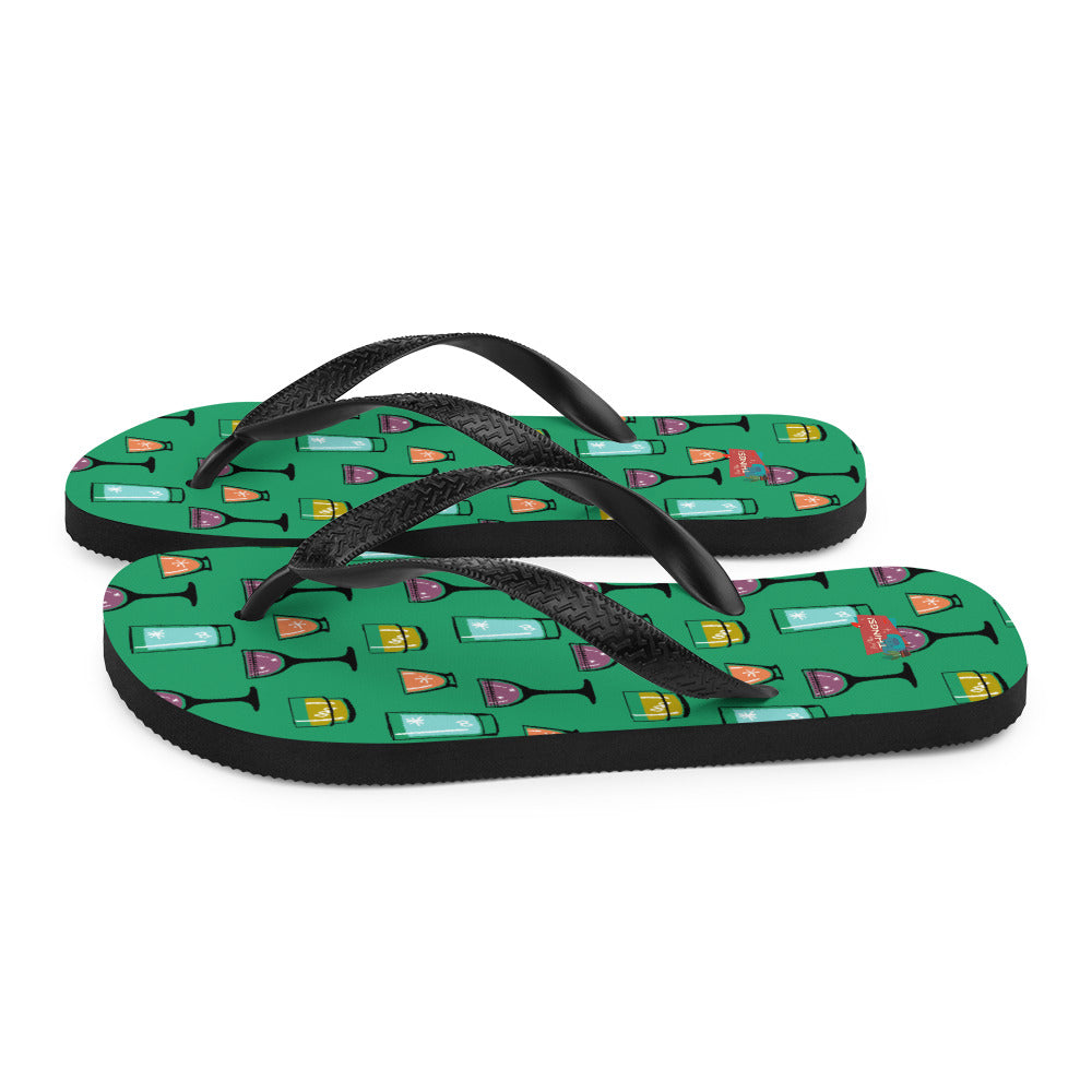 Cocktail Hour Flip-Flops, Green