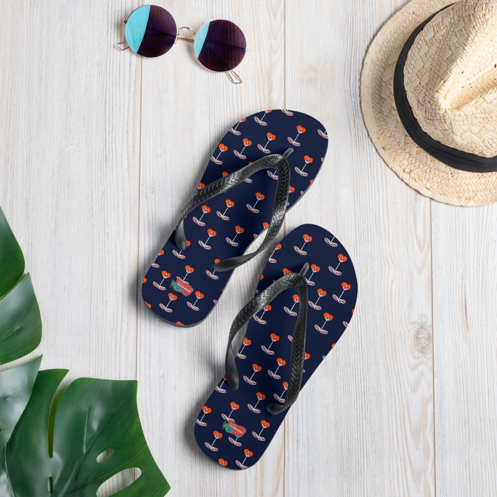 Navy Floral Flip-Flops