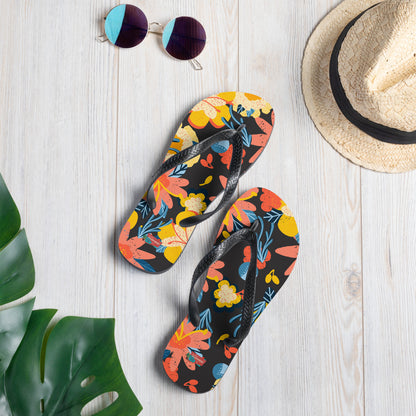 Black floral Flip-Flops