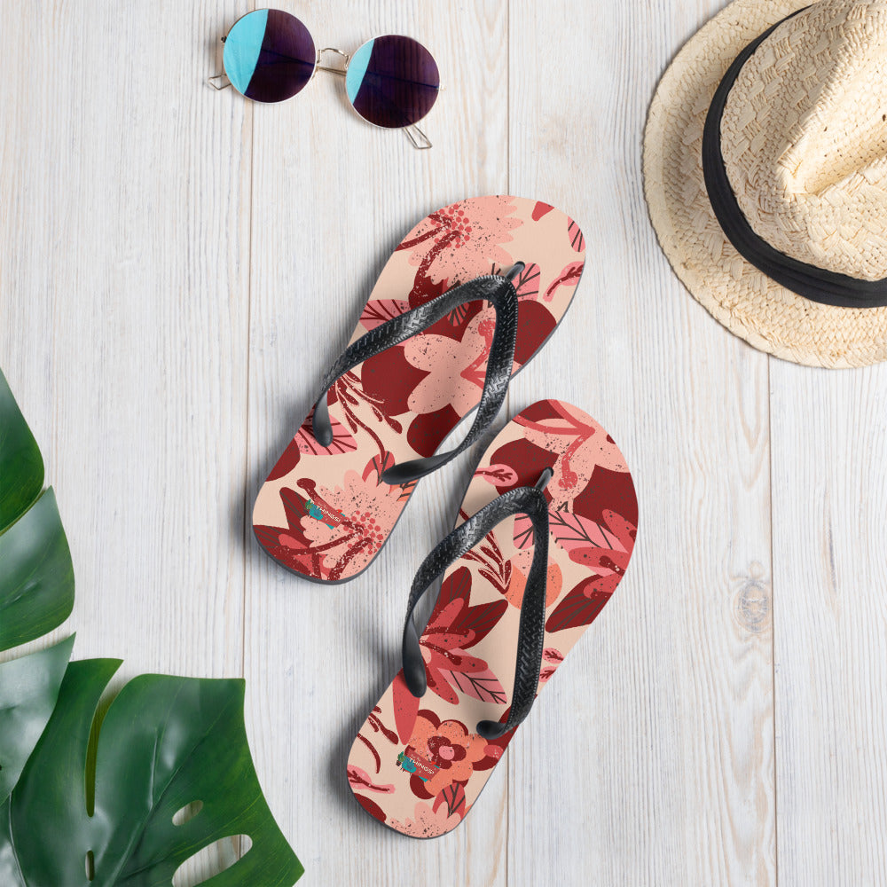 Pink Floral Flip-Flops