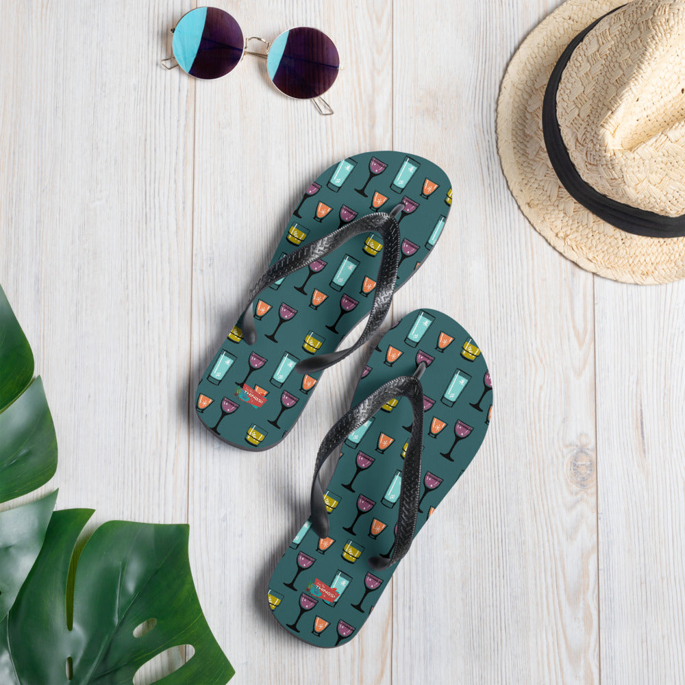 Cocktail Hour Flip-Flops, Deep Teal