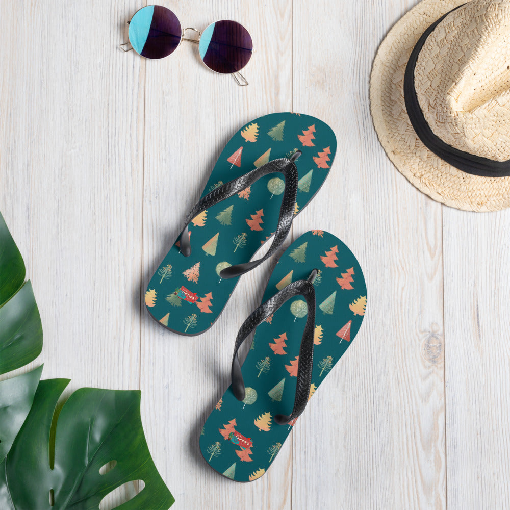 Fancy Trees Flip-Flops, Teal