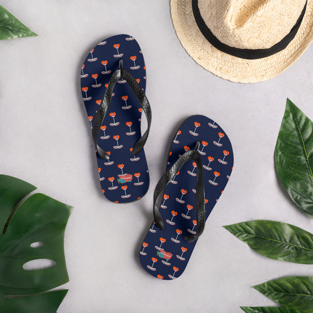 Navy Floral Flip-Flops