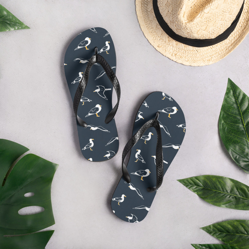 Navy Seagull Flip-Flops