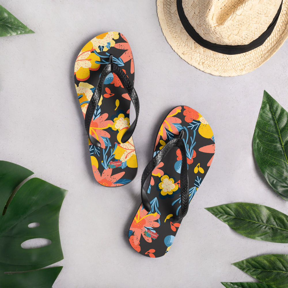 Black floral Flip-Flops