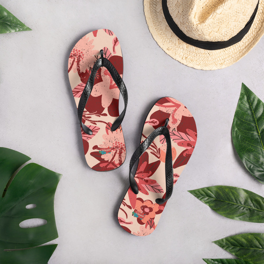 Pink Floral Flip-Flops