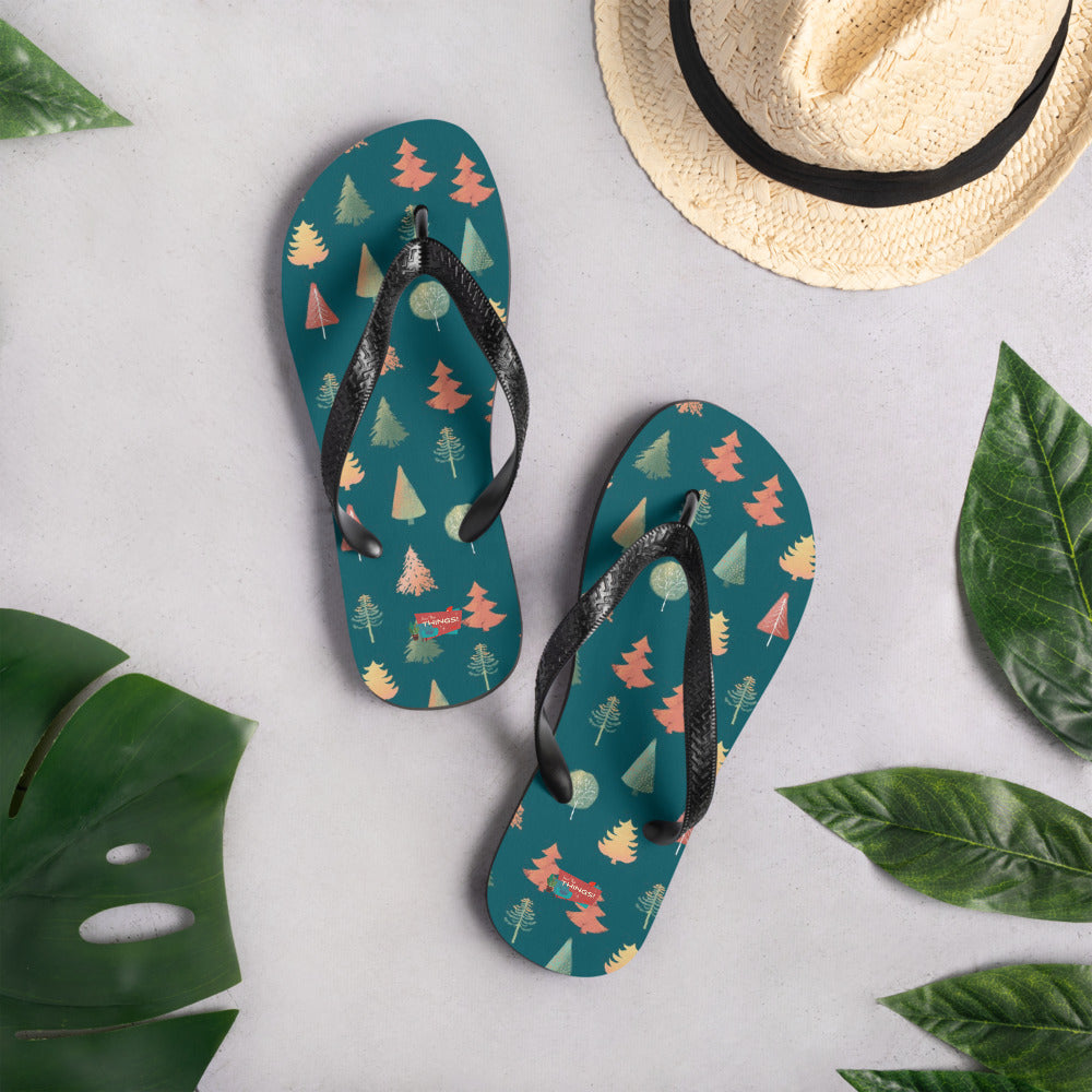 Fancy Trees Flip-Flops, Teal