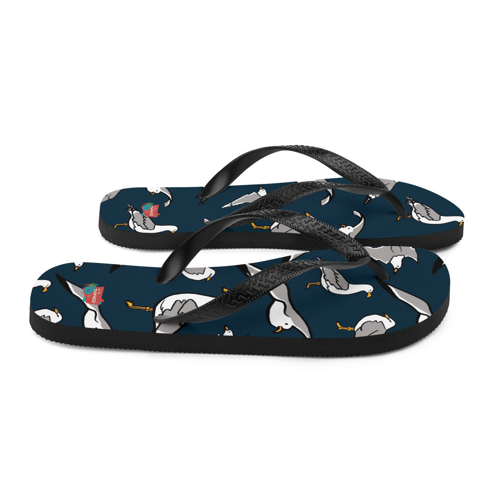 Navy Seagull Flip-Flops, large print