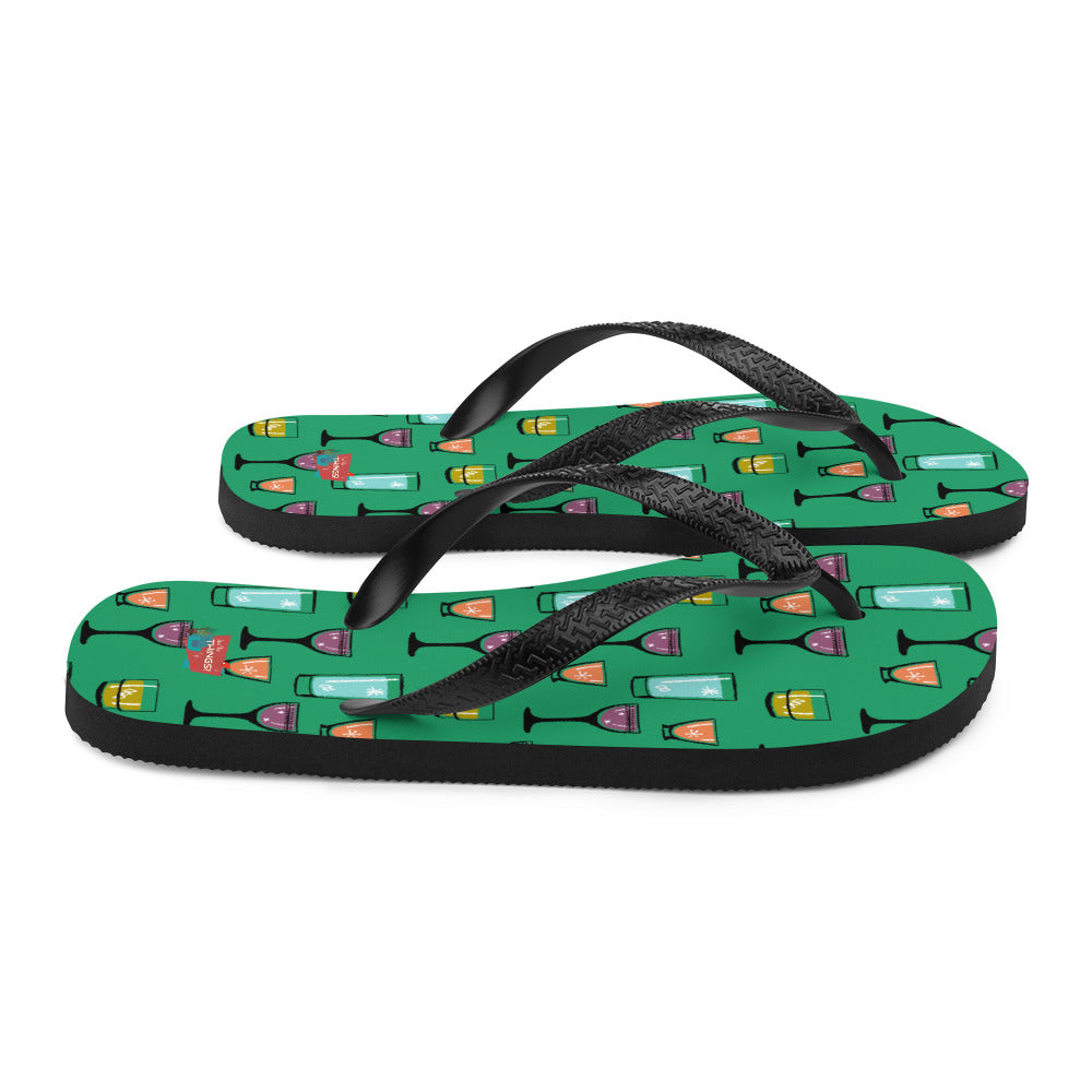 Cocktail Hour Flip-Flops, Green