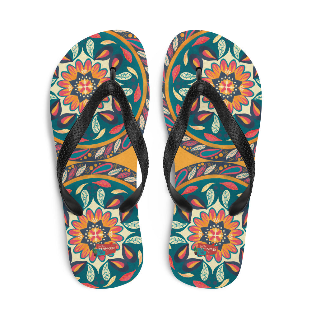 Floral Mandala Flip-Flops, orange