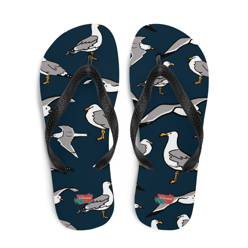 Navy Seagull Flip-Flops, large print