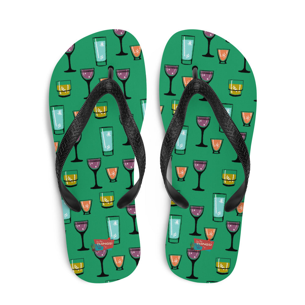 Cocktail Hour Flip-Flops, Green