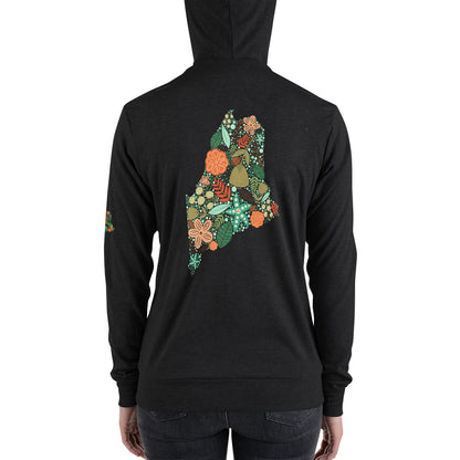 Maine Floral Unisex zip hoodie