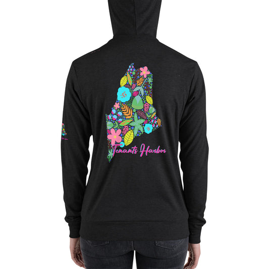 Tenants Harbor Neon Floral Unisex zip hoodie