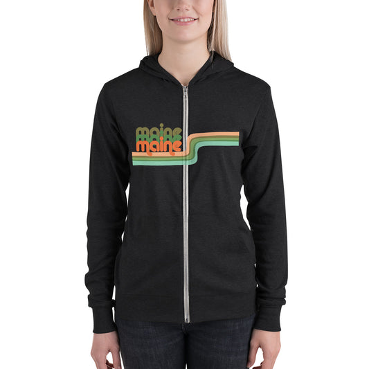 Maine Retro Ribbon Unisex zip hoodie