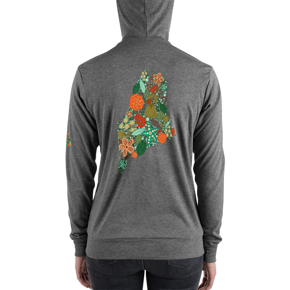 Maine Floral Unisex zip hoodie