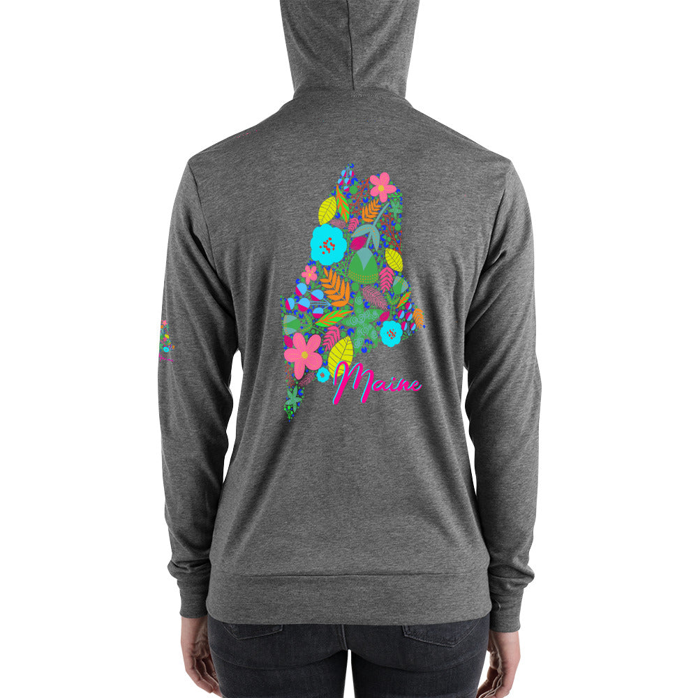 State of Maine Neon Floral Unisex zip hoodie