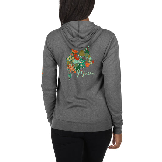 State of Maine Floral Unisex zip hoodie