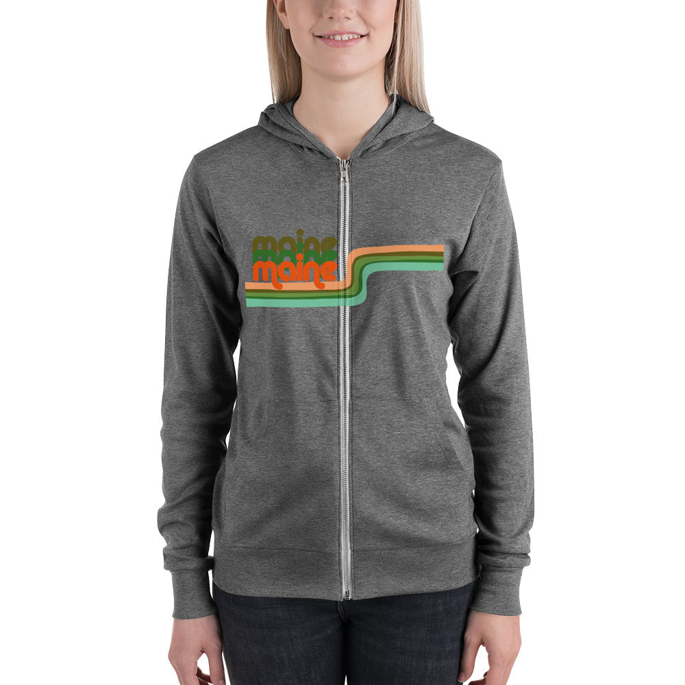 Maine Retro Ribbon Unisex zip hoodie