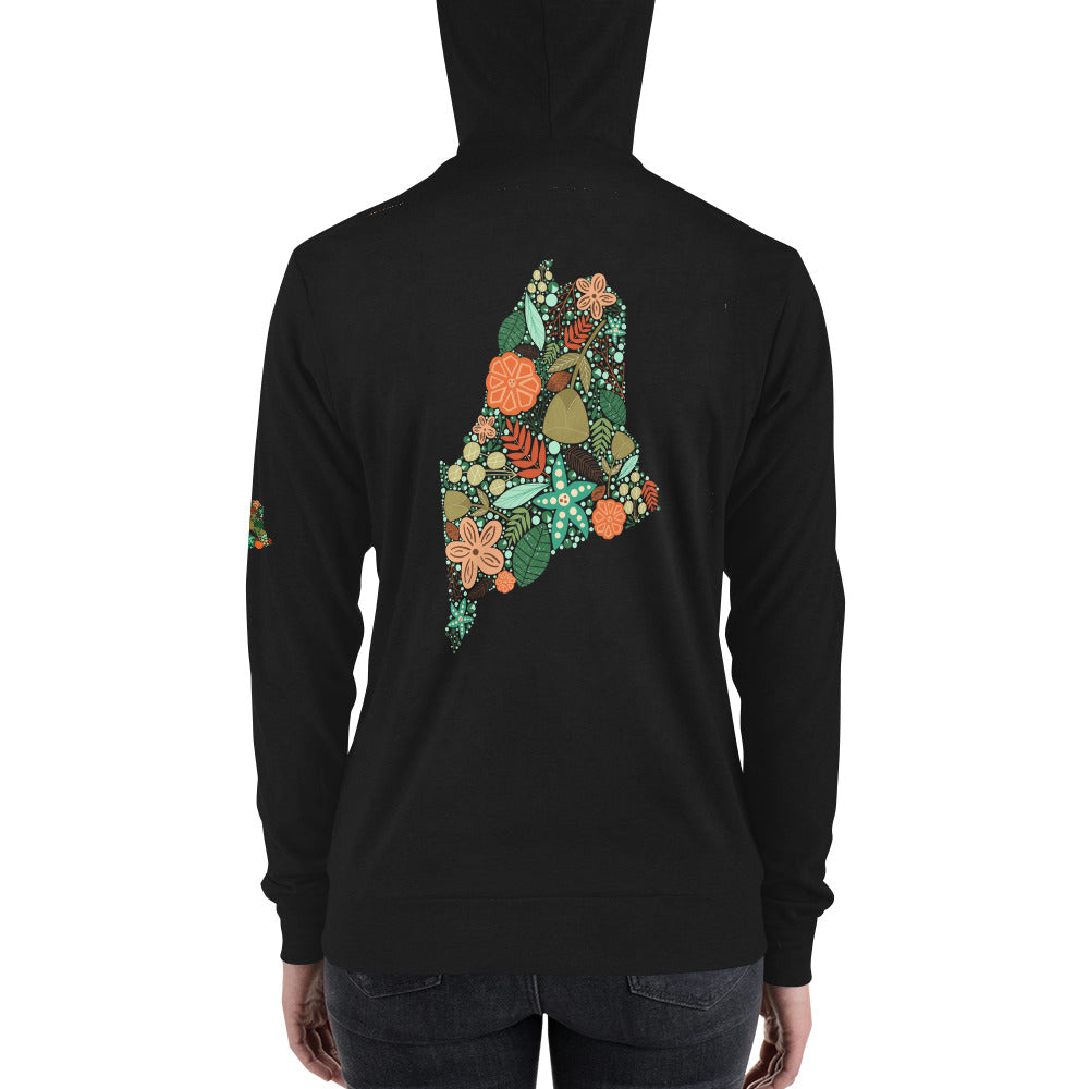 Maine Floral Unisex zip hoodie