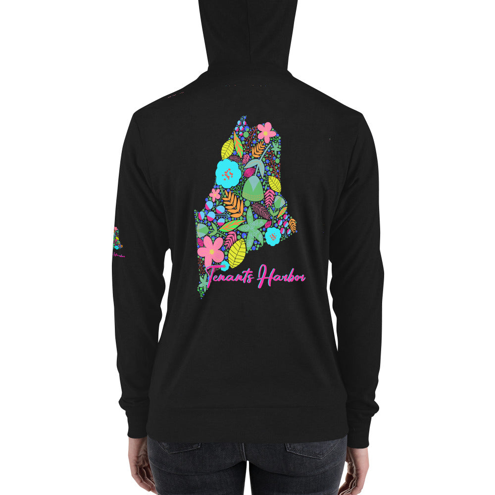 Tenants Harbor Neon Floral Unisex zip hoodie