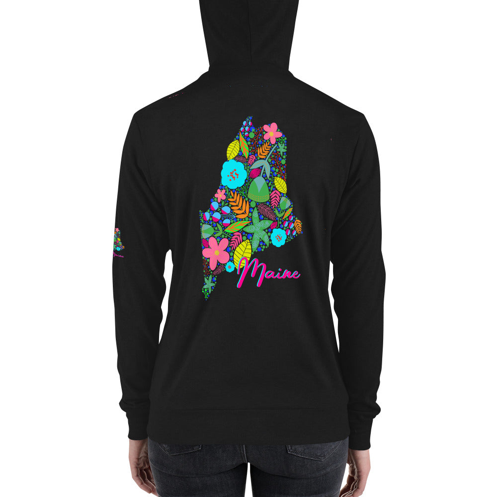 State of Maine Neon Floral Unisex zip hoodie