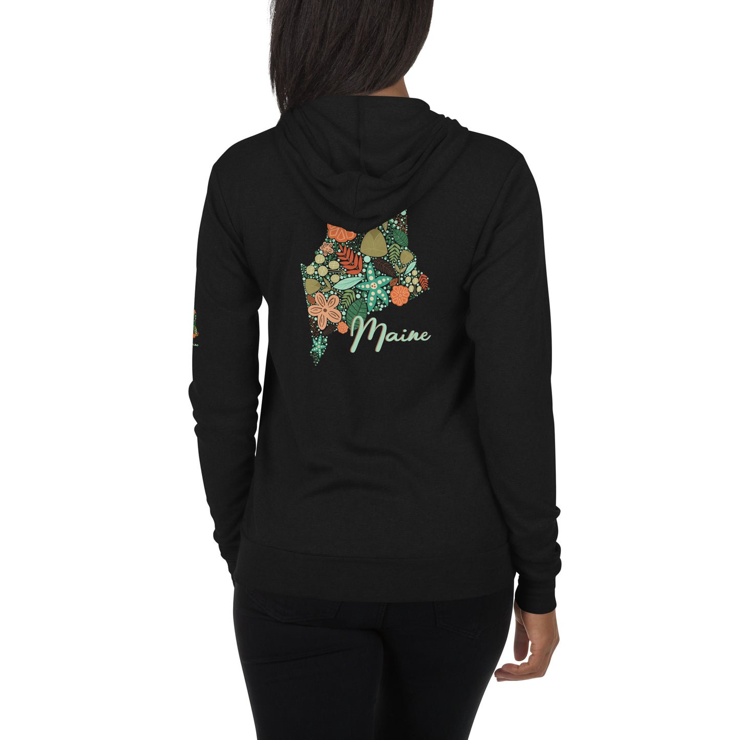 State of Maine Floral Unisex zip hoodie